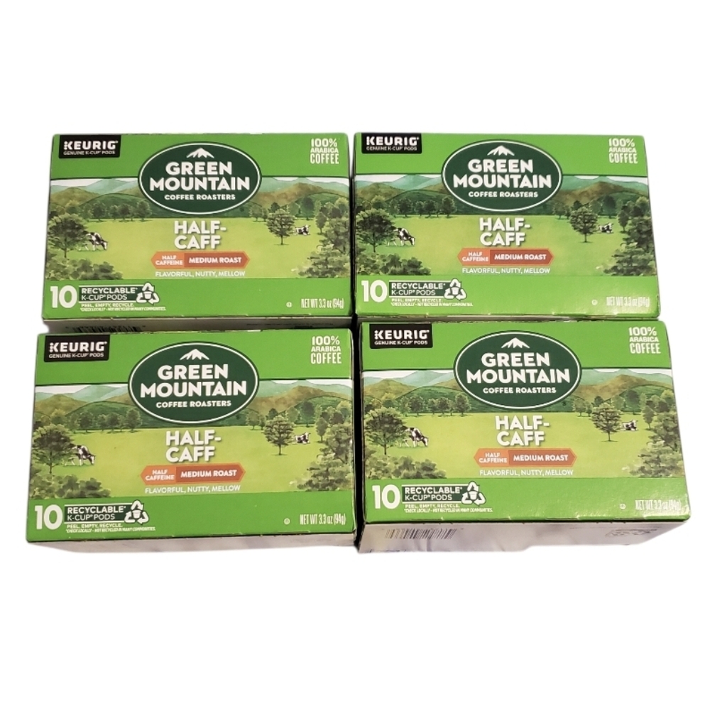 New Green Mountain Half-Caff Medium Roast Coffee Bundle 4 Boxes K-Cup Pods